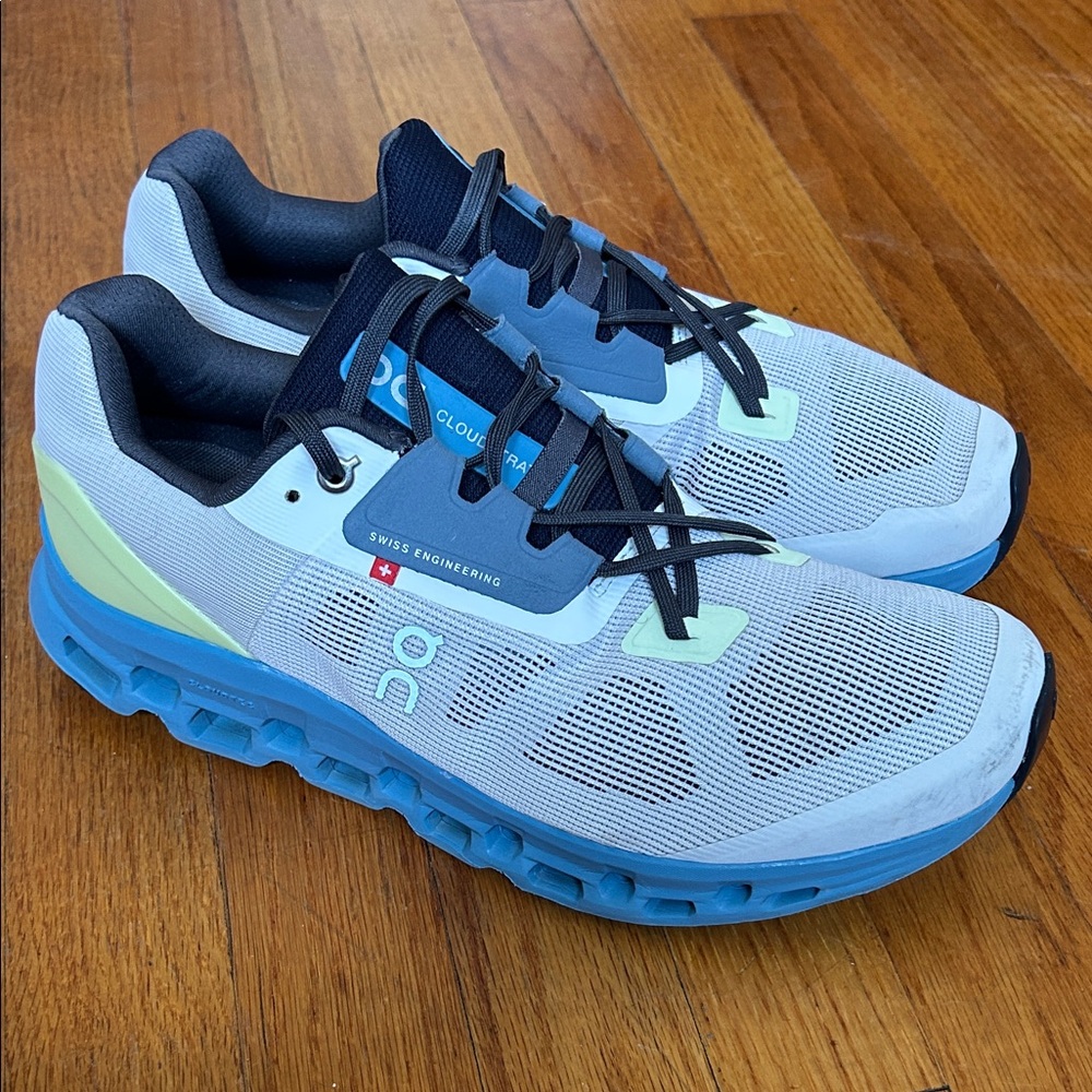 On Running On Cloud Men's 10 EU44 Women’s 11 Cloudstratus Shoes - Blue and Gray